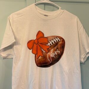 White Gators T-Shirt with Football and Orange Bow Design